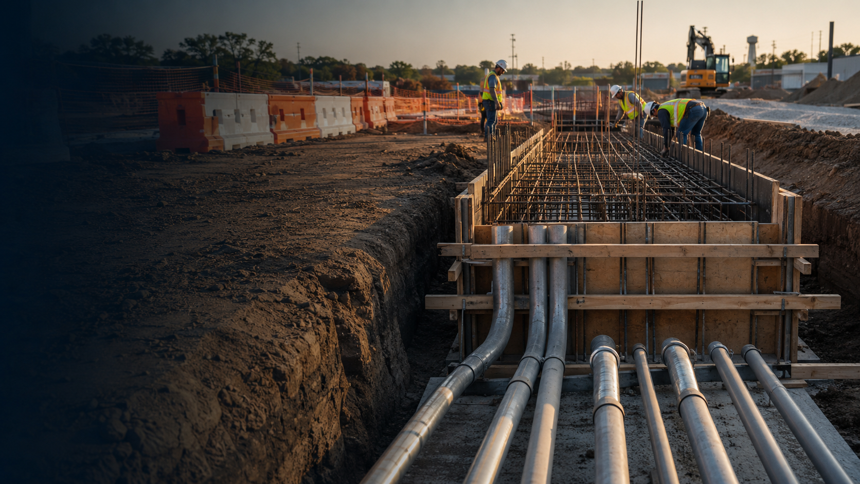 Underground utility and concrete construction work in Texas